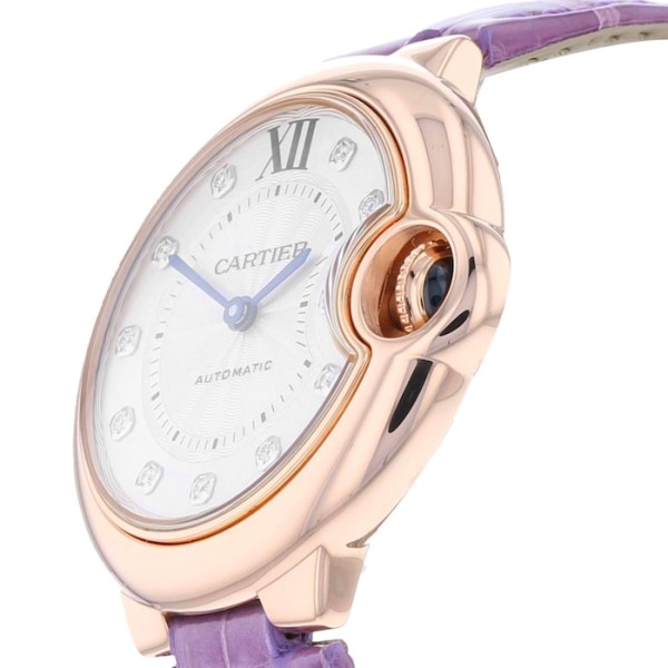 Replica Cartier Ballon Bleu de Cartier Women Automatic Silver Alligator Watch WE902063 - Image 4
