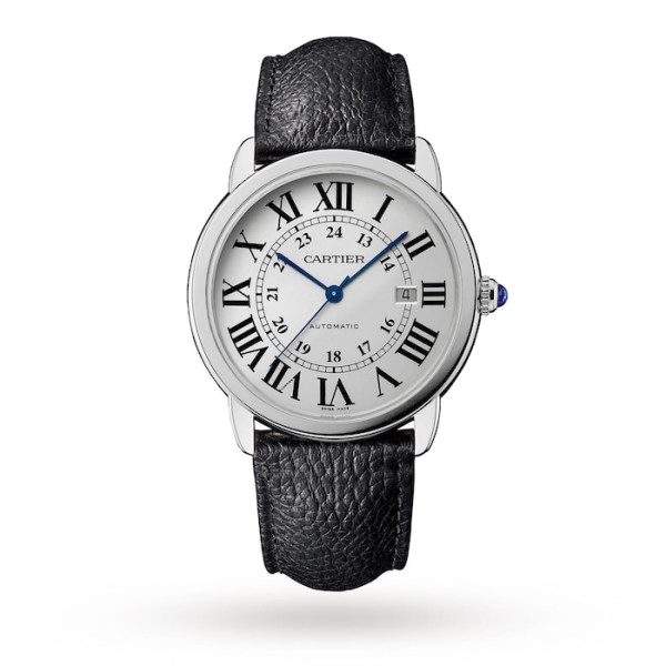 Replica Cartier Ronde de Cartier Men Automatic Silver Leather Watch WSRN0022