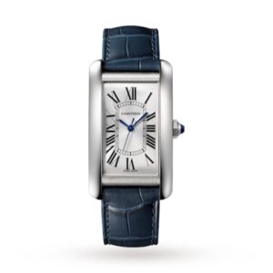 Replica Cartier Tank Américaine Men Automatic Silver Alligator Watch WSTA0018