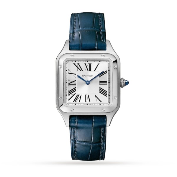 Replica Cartier Santos-Dumont Women Quartz Silver Alligator Watch WGSA0022