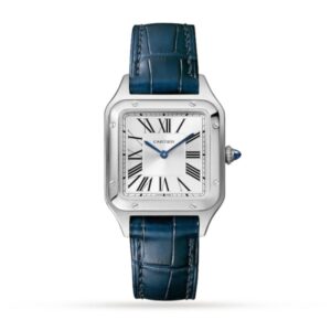 Replica Cartier Santos-Dumont Men Quartz Silver Alligator Watch WSSA0022