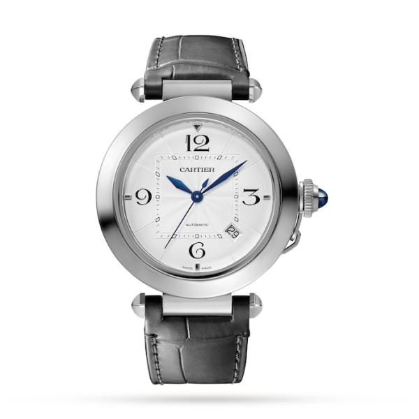 Replica Cartier Pasha de Cartier Men Automatic Silver Alligator Watch WSPA0010