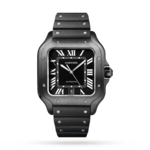 Replica Cartier Santos de Cartier Men Automatic Black Rubber Watch WSSA0039