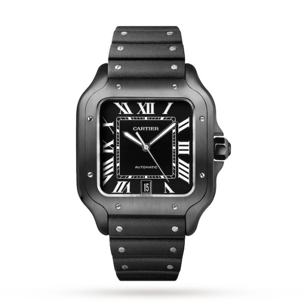 Replica Cartier Santos de Cartier Men Automatic Black Rubber Watch WSSA0039