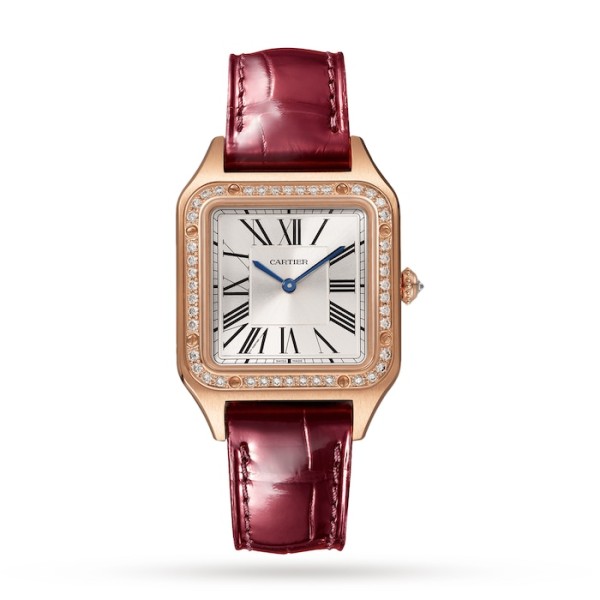 Replica Cartier Santos-Dumont Women Quartz Silver Leather Watch WJSA0017