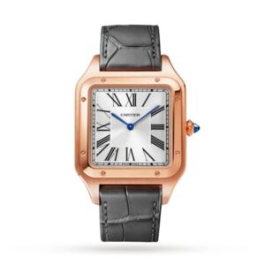Replica Cartier Santos-Dumont Men Automatic Silver 18ct Rose Gold Watch WGSA0032