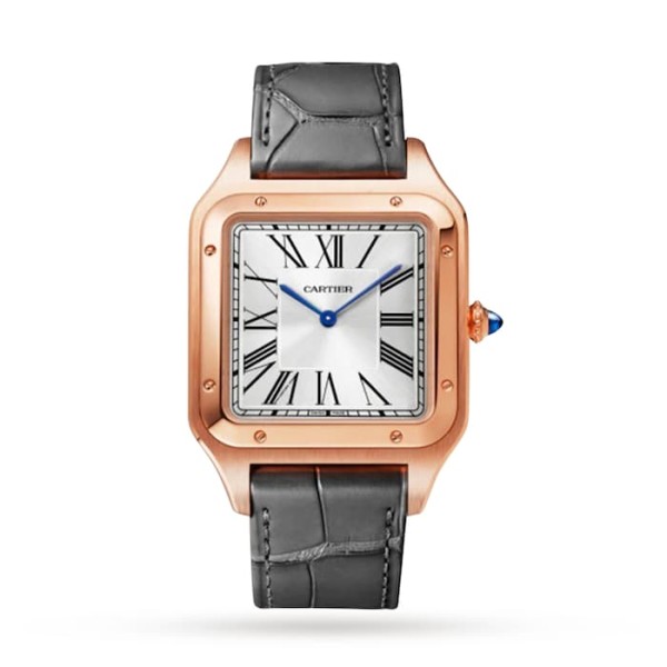Replica Cartier Santos-Dumont Men Automatic Silver 18ct Rose Gold Watch WGSA0032