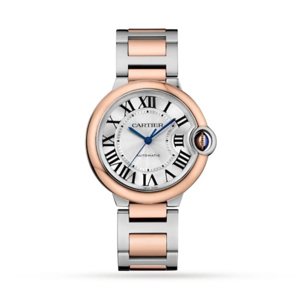 Replica Cartier Ballon Bleu de Cartier Women Automatic Silver Stainless Steel & 18ct Rose Gold Watch W2BB0033