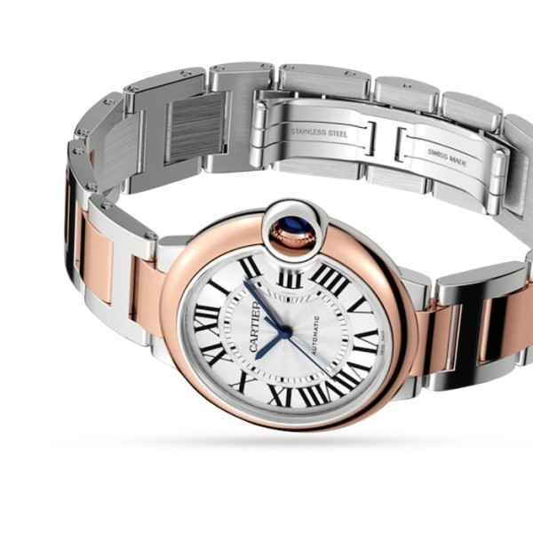 Replica Cartier Ballon Bleu de Cartier Women Automatic Silver Stainless Steel & 18ct Rose Gold Watch W2BB0033 - Image 2