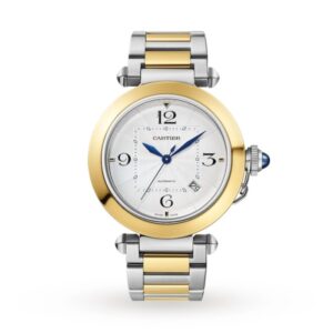 Replica Cartier Pasha de Cartier Men Automatic Silver Stainless Steel & 18ct Yellow Gold Watch W2PA0009