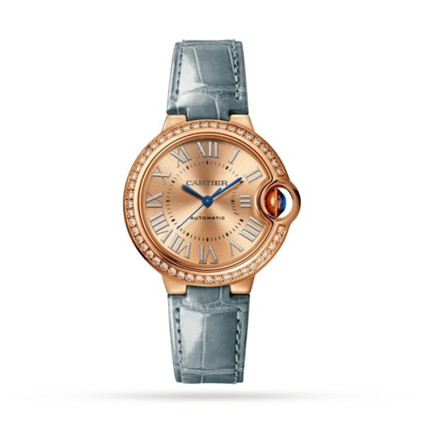 Replica Cartier Ballon Bleu de Cartier Women Automatic Rose Gold Alligator Watch WJBB0076