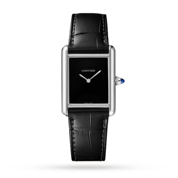 Replica Cartier Tank Must Women Quartz Black Alligator Watch WSTA0072