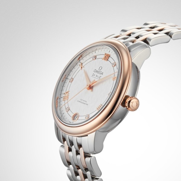 Replica Omega De Ville Women Automatic Mother of Pearl Stainless Steel & 18ct Rose Gold Watch O42420332052002 - Image 2