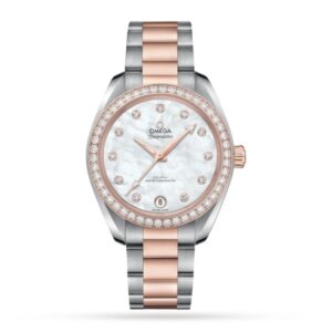 Replica Omega Seamaster Aqua Terra Women Automatic White Stainless Steel & 18ct Rose Gold Watch O22025342055001