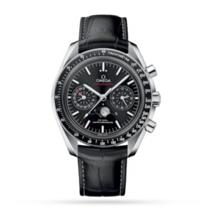Replica Omega Speedmaster Men Automatic Black Leather Watch O30433445201001