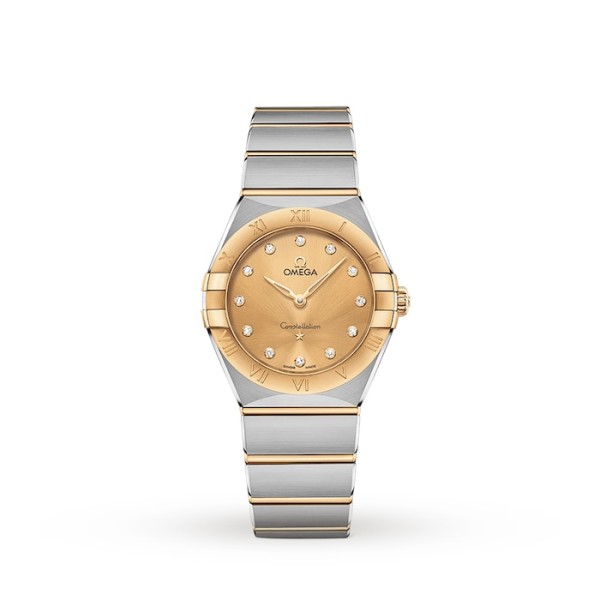 Replica Omega Constellation Women Quartz Champagne Stainless Steel Watch O13120286058001