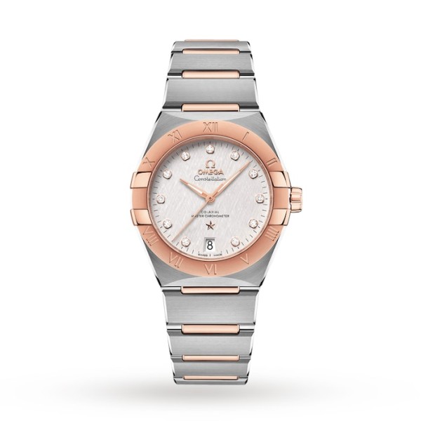 Replica Omega Constellation Men Automatic Silver Stainless Steel & 18ct Rose Gold Watch O13120362052001
