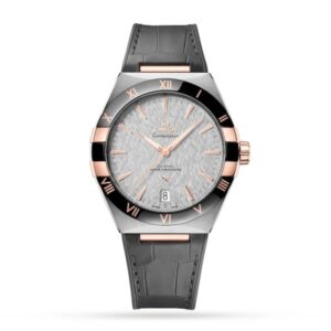 Replica Omega Constellation Men Automatic Grey Leather Watch O13123412106001