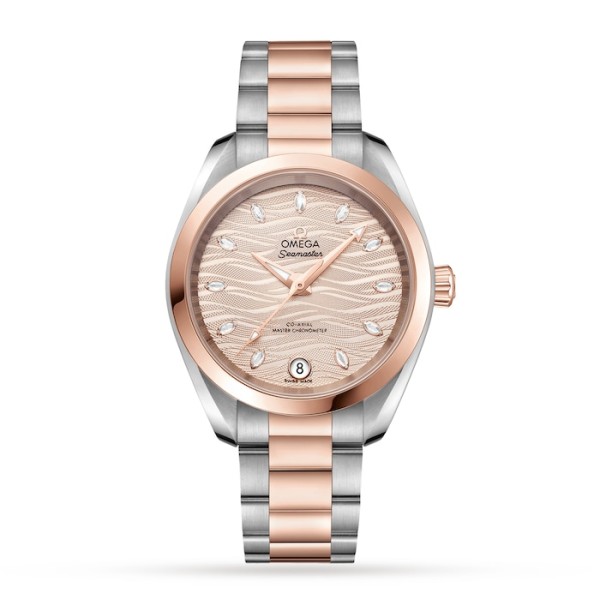 Replica Omega Seamaster Women Automatic Beige Stainless Steel & 18ct Rose Gold Watch O22020342059001
