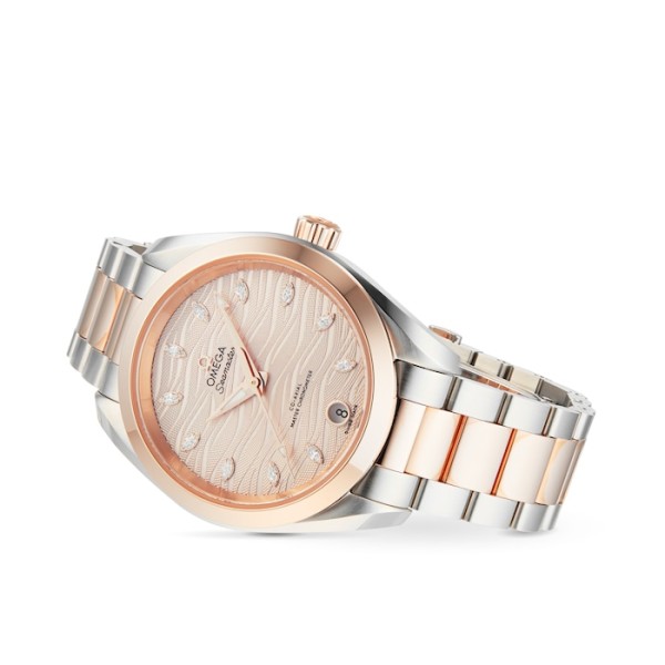 Replica Omega Seamaster Women Automatic Beige Stainless Steel & 18ct Rose Gold Watch O22020342059001 - Image 4