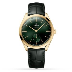Replica Omega Tresor Men Green Alligator Watch O43553402110001