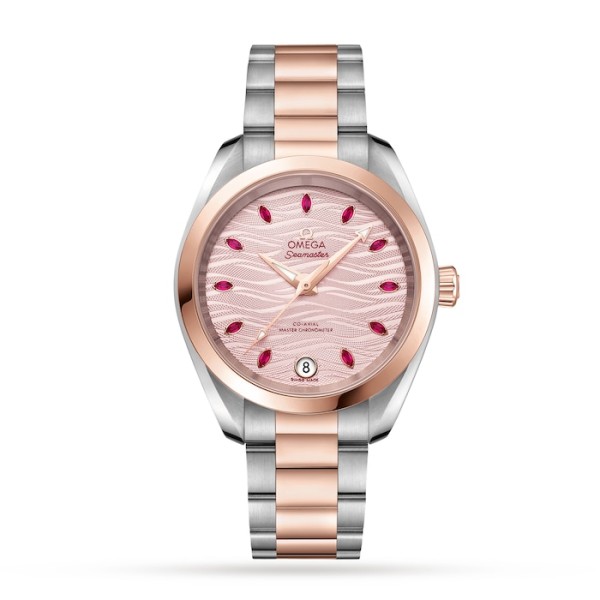Replica Omega Seamaster Women Automatic Pink 18ct Rose Gold & Stainless Steel Watch O22020342060001