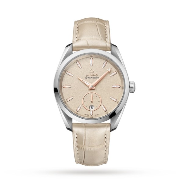 Replica Omega Seamaster Aqua Terra Women Automatic Beige Leather Watch O22013382009001