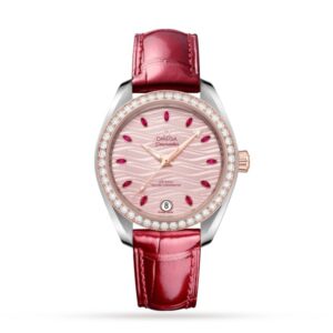 Replica Omega Seamaster Women Automatic Grey Alligator Watch O22028342060001