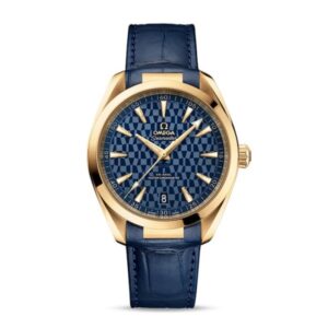 Replica Omega Aquaterra Men Automatic Blue Alligator Watch O52253412103001