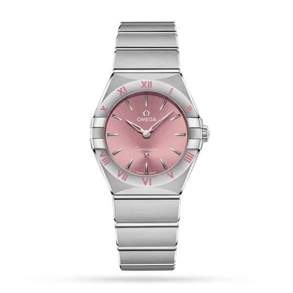 Replica Omega Constellation Women Quartz Pink Stainless Steel Watch O13110286011001