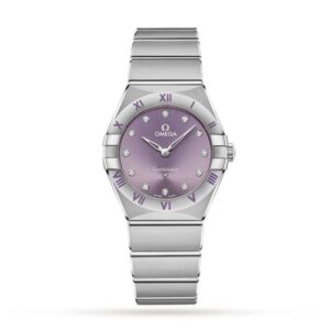 Replica Omega Constellation Women Quartz Purple Stainless Steel Watch O13110286060002