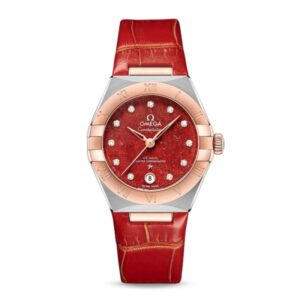 Replica Omega Constellation Women Automatic Red Leather Watch O13123292099002
