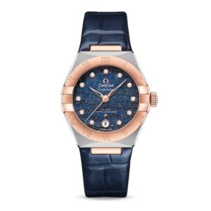 Replica Omega Constellation Women Automatic Blue Leather Watch O13123292099003