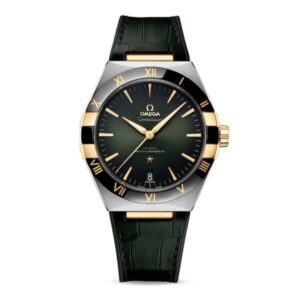 Replica Omega Constellation Men Automatic Green Leather Watch O13123412110001