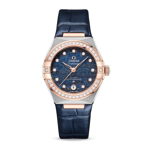 Replica Omega Constellation Women Automatic Blue Leather Watch O13128292099003