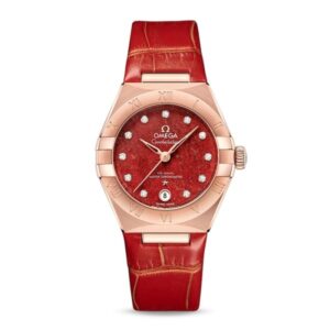 Replica Omega Constellation Women Automatic Red Leather Watch O13153292099003