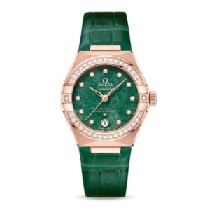 Replica Omega Constellation Women Automatic Green Leather Watch O13158292099004