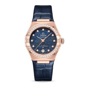 Replica Omega Constellation Women Automatic Blue Leather Watch O13158292099006