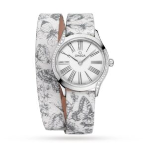 Replica Omega De Ville Women Quartz White Fabric Watch O42817266004002