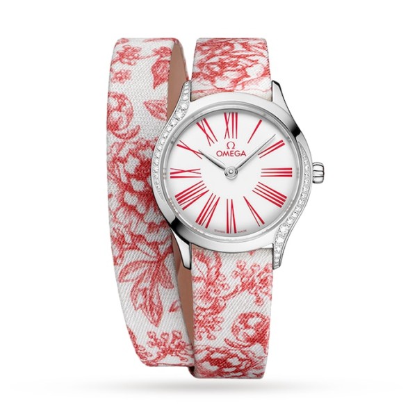 Replica Omega De Ville Women Quartz White Fabric Watch O42817266004003