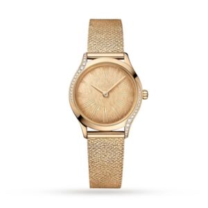 Replica Omega De Ville Women Quartz Gold 18ct Yellow Gold Watch O42855266099001