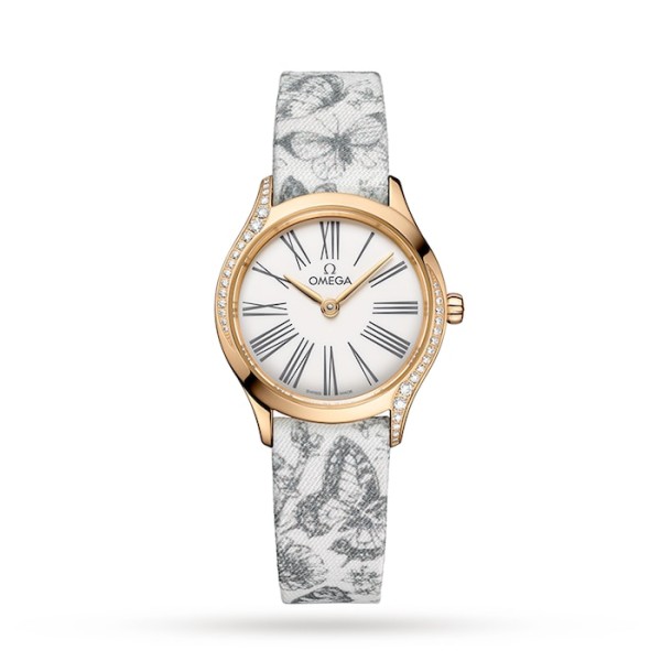 Replica Omega De Ville Women Quartz White Fabric Watch O42857266004002