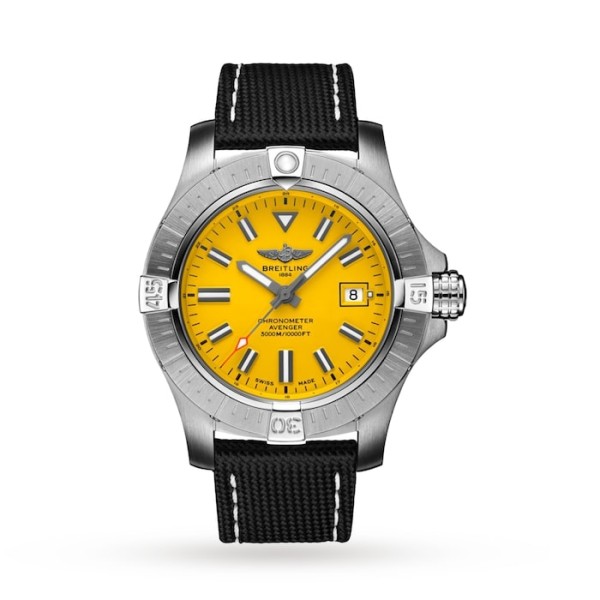 Replica Breitling Avenger Men Automatic Yellow Leather Watch A17319101I1X2