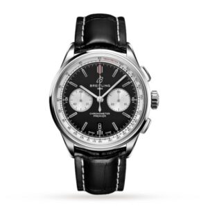 Replica Breitling Premier Men Automatic Black Alligator Watch AB0118371B1P1