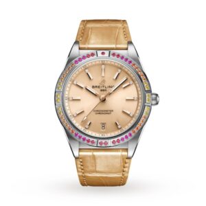 Replica Breitling Chronomat Women Automatic Beige Alligator Watch A10380611A1P1