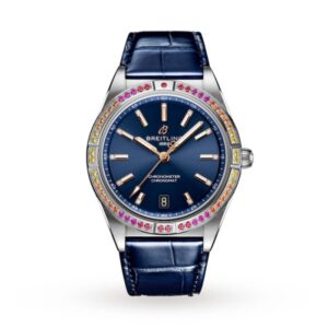 Replica Breitling Chronomat Women Automatic Blue Alligator Watch A10380611C1P1