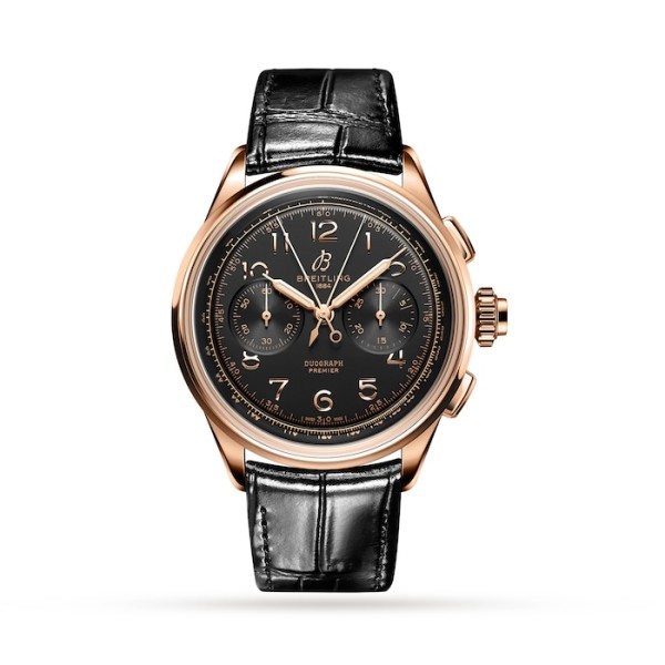 Replica Breitling Premier Men Black Alligator Watch RB1510251B1P1