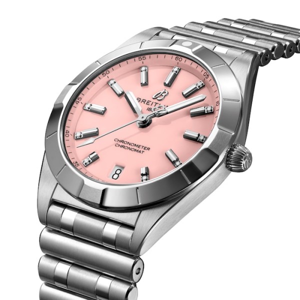 Replica Breitling Chronomat Women Quartz Pink Stainless Steel Watch A77310101K1A1 - Image 2