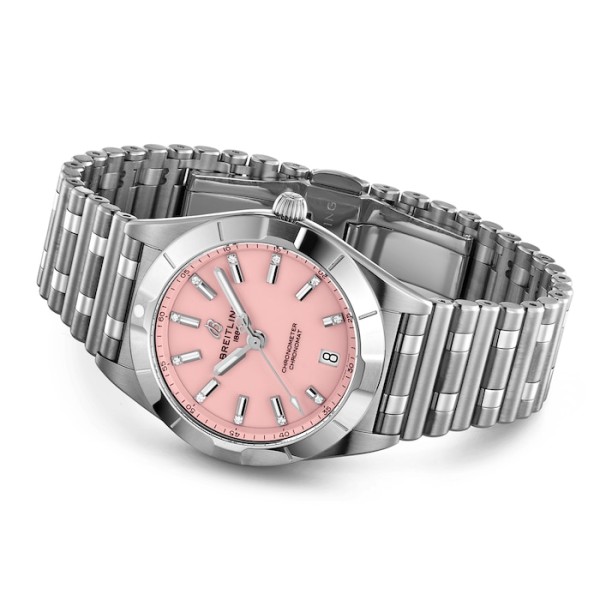 Replica Breitling Chronomat Women Quartz Pink Stainless Steel Watch A77310101K1A1 - Image 5