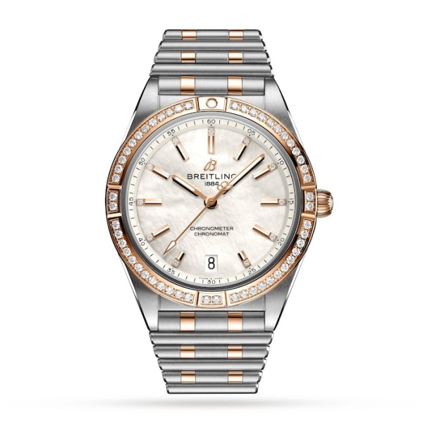 Replica Breitling Chronomat Women Automatic Mother of Pearl Stainless Steel & 18ct Rose Gold Watch U10380591A2U1